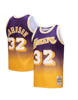 Magic Johnson Los Angeles Lakers Mitchell & Ness 1984/85 Hardwood Classics Fadeaway Swingman Player Jersey - Gold/Purple