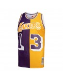 Wilt Chamberlain Los Angeles Lakers Mitchell & Ness Hardwood Classics 1971/72 Split Swingman Jersey - Purple/Gold