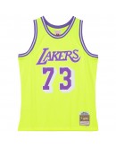 Dennis Rodman Los Angeles Lakers Mitchell & Ness Hardwood Classics 1998/99 Tropical Swingman Jersey - Neon Yellow