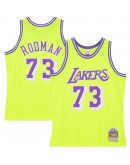 Dennis Rodman Los Angeles Lakers Mitchell & Ness Hardwood Classics 1998/99 Tropical Swingman Jersey - Neon Yellow