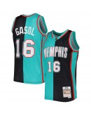 Pau Gasol Memphis Grizzlies Mitchell & Ness Hardwood Classics 2001/02 Split Swingman Jersey - Black/Turquoise