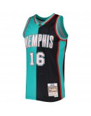 Pau Gasol Memphis Grizzlies Mitchell & Ness Hardwood Classics 2001/02 Split Swingman Jersey - Black/Turquoise