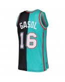 Pau Gasol Memphis Grizzlies Mitchell & Ness Hardwood Classics 2001/02 Split Swingman Jersey - Black/Turquoise