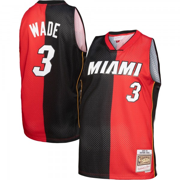 Dwyane Wade Miami Heat Mitchell & Ness Hardwood Classics 2005/06 Split Swingman Jersey - Black/Red