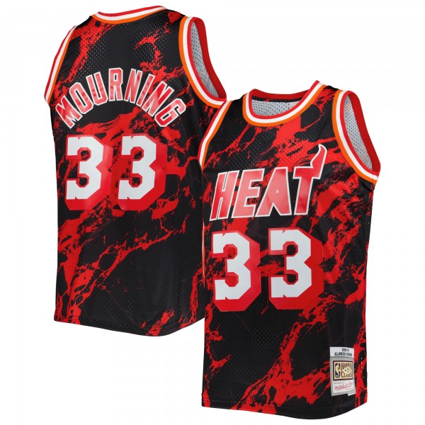 Alonzo Mourning Miami Heat Mitchell & Ness 1996/97 Hardwood Classics Marble Swingman Jersey - Black