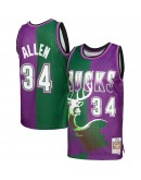 Ray Allen Milwaukee Bucks Mitchell & Ness Hardwood Classics 1996/97 Split Swingman Jersey - Green/Purple