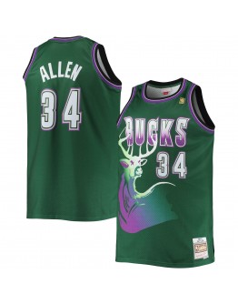 Ray Allen Milwaukee Bucks Mitchell & Ness Big & Tall 1996/97 Hardwood Classics Swingman Jersey - Hunter Green