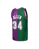 Ray Allen Milwaukee Bucks Mitchell & Ness Hardwood Classics 1996/97 Split Swingman Jersey - Green/Purple