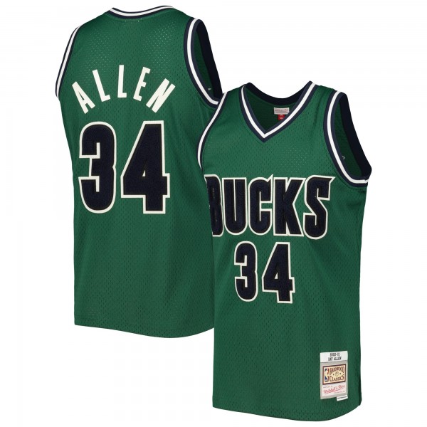 Ray Allen Milwaukee Bucks Mitchell & Ness Hardwood Classics Off-Court Swingman Jersey - Green