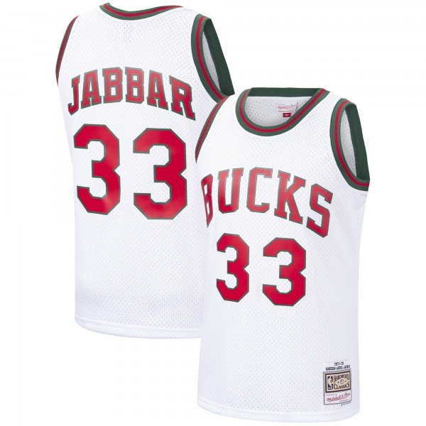 Kareem Abdul-Jabbar Milwaukee Bucks Mitchell & Ness 1971-72 Hardwood Classics Swingman Jersey - White