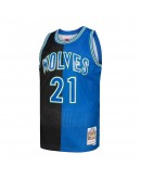 Kevin Garnett Minnesota Timberwolves Mitchell & Ness Hardwood Classics 1995/96 Split Swingman Jersey - Black/Blue