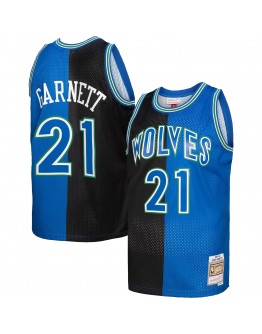 Kevin Garnett Minnesota Timberwolves Mitchell & Ness Hardwood Classics 1995/96 Split Swingman Jersey - Black/Blue