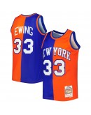 Patrick Ewing New York Knicks Mitchell & Ness Hardwood Classics 1991/92 Split Swingman Jersey - Blue/Orange