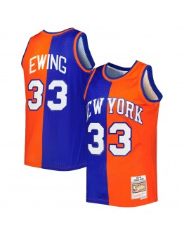 Patrick Ewing New York Knicks Mitchell & Ness Hardwood Classics 1991/92 Split Swingman Jersey - Blue/Orange