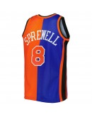 Latrell Sprewell New York Knicks Mitchell & Ness Hardwood Classics 1998/99 Split Swingman Jersey - Blue/Orange