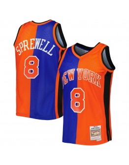 Latrell Sprewell New York Knicks Mitchell & Ness Hardwood Classics 1998/99 Split Swingman Jersey - Blue/Orange