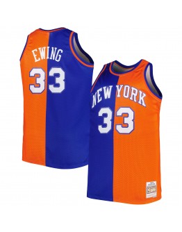 Patrick Ewing New York Knicks Mitchell & Ness Big & Tall Hardwood Classics 1991/92 Split Swingman Jersey - Blue/Orange