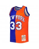 Patrick Ewing New York Knicks Mitchell & Ness Hardwood Classics 1991/92 Split Swingman Jersey - Blue/Orange