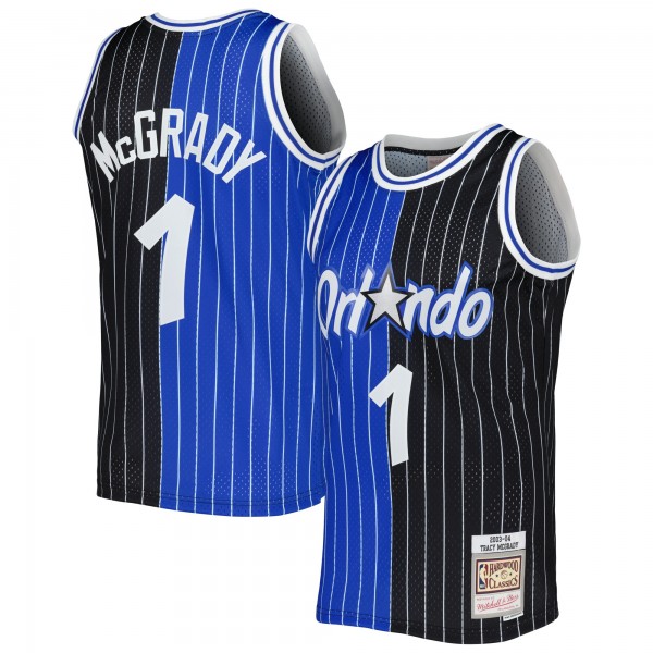 Tracy McGrady Orlando Magic Mitchell & Ness Hardwood Classics 2003/04 Split Swingman Jersey - Blue/Black