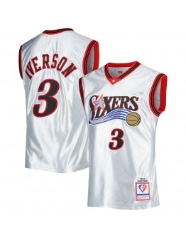 Allen Iverson Philadelphia 76ers Mitchell & Ness 2000/01 Hardwood Classics 75th Anniversary Swingman Jersey - Platinum