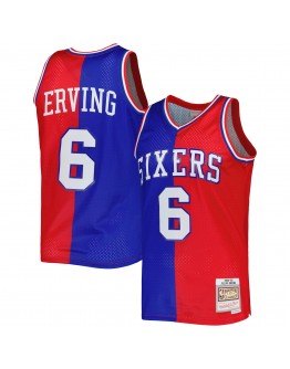 Julius Erving Philadelphia 76ers Mitchell & Ness Hardwood Classics 1982/83 Split Swingman Jersey - Royal/Red