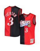 Allen Iverson Philadelphia 76ers Mitchell & Ness Hardwood Classics 2000/01 Split Swingman Jersey - Black/Red