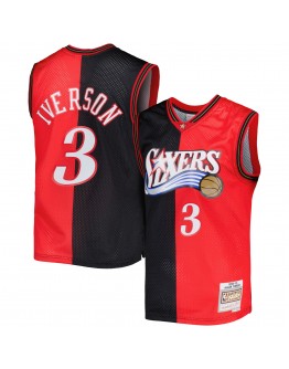 Allen Iverson Philadelphia 76ers Mitchell & Ness Hardwood Classics 2000/01 Split Swingman Jersey - Black/Red