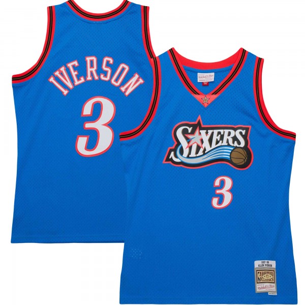 Allen Iverson Philadelphia 76ers Mitchell & Ness Hardwood Classics 1997/98 Tropical Swingman Jersey - Royal