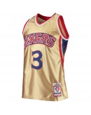 Allen Iverson Philadelphia 76ers Mitchell & Ness 75th Anniversary 1996/97 Hardwood Classics Swingman Jersey - Gold