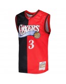 Allen Iverson Philadelphia 76ers Mitchell & Ness Hardwood Classics 2000/01 Split Swingman Jersey - Black/Red