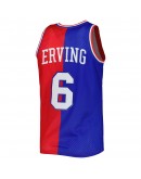 Julius Erving Philadelphia 76ers Mitchell & Ness Hardwood Classics 1982/83 Split Swingman Jersey - Royal/Red