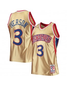 Allen Iverson Philadelphia 76ers Mitchell & Ness 75th Anniversary 1996/97 Hardwood Classics Swingman Jersey - Gold