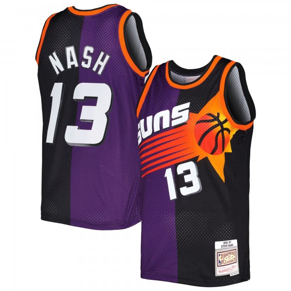 Steve Nash Phoenix Suns Mitchell & Ness Hardwood Classics 1996/97 Split Swingman Jersey - Purple/Black