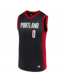 Men's Damian Lillard Black/Red Portland Trail Blazers Replica Jersey