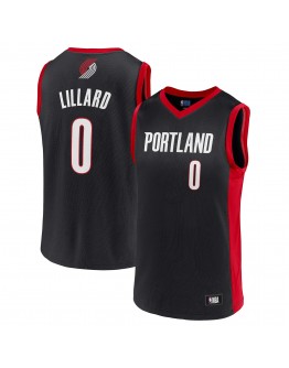 Men's Damian Lillard Black/Red Portland Trail Blazers Replica Jersey