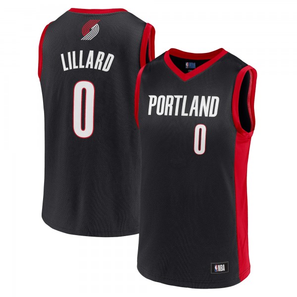 Men's Damian Lillard Black/Red Portland Trail Blazers Replica Jersey