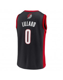 Men's Damian Lillard Black/Red Portland Trail Blazers Replica Jersey