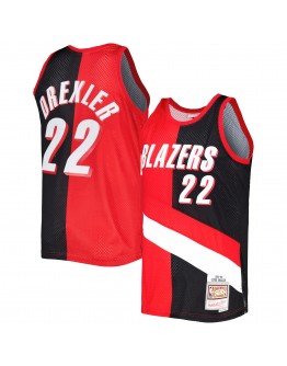 Clyde Drexler Portland Trail Blazers Mitchell & Ness Hardwood Classics 1991/92 Split Swingman Jersey - Red/Black