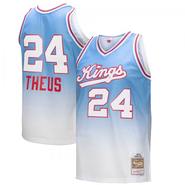 Reggie Theus Sacramento Kings Mitchell & Ness 1985/86 Hardwood Classics Fadeaway Swingman Player Jersey - White/Light Blue