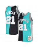 Tim Duncan San Antonio Spurs Mitchell & Ness Hardwood Classics 1998/99 Split Swingman Jersey - Black/Teal