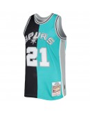 Tim Duncan San Antonio Spurs Mitchell & Ness Hardwood Classics 1998/99 Split Swingman Jersey - Black/Teal