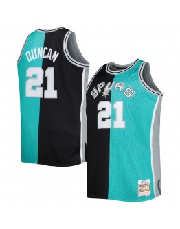 Tim Duncan San Antonio Spurs Mitchell & Ness Big & Tall Hardwood Classics 1998/99 Split Swingman Jersey - Black/Teal