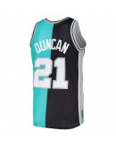 Tim Duncan San Antonio Spurs Mitchell & Ness Hardwood Classics 1998/99 Split Swingman Jersey - Black/Teal