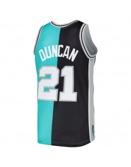 Tim Duncan San Antonio Spurs Mitchell & Ness Hardwood Classics 1998/99 Split Swingman Jersey - Black/Teal