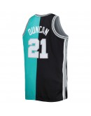 Tim Duncan San Antonio Spurs Mitchell & Ness Big & Tall Hardwood Classics 1998/99 Split Swingman Jersey - Black/Teal