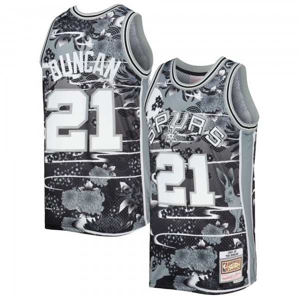 Tim Duncan San Antonio Spurs Mitchell & Ness Hardwood Classics Lunar New Year Swingman Jersey - Silver