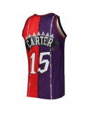 Vince Carter Toronto Raptors Mitchell & Ness Hardwood Classics 1998/99 Split Swingman Jersey - Purple/Red