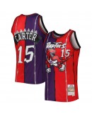 Vince Carter Toronto Raptors Mitchell & Ness Hardwood Classics 1998/99 Split Swingman Jersey - Purple/Red