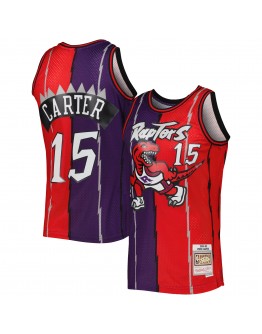 Vince Carter Toronto Raptors Mitchell & Ness Hardwood Classics 1998/99 Split Swingman Jersey - Purple/Red