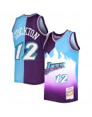 John Stockton Utah Jazz Mitchell & Ness Hardwood Classics 1996/97 Split Swingman Jersey - Purple/Turquoise